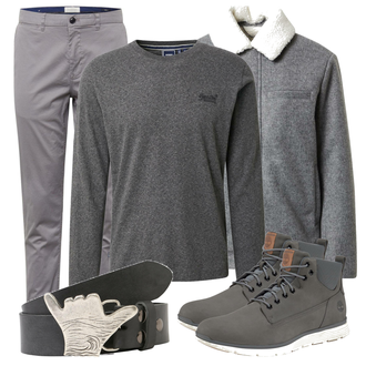 Outfit mit Grau Hoodie Sweatshirt Superdry "Alltagsoutfit"