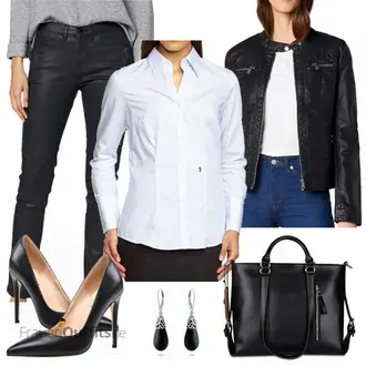 Outfit mit Hellblau Slim Fit Bluse/Business Bluse Seidensticker "Seidensticker Damen"