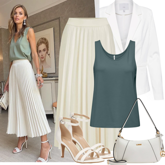 viskóza Outfit sa Zeleno/Tirkizna/Tamnozelena Majica I Top Veći Broj/Bluza Veći Broj/Tunika Only "Proljetni Outfit"