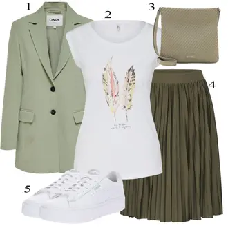 tenues avec Vert foncé 90s Jupe/Jupe Froissée/Jupe Italienne/Jupe au Longeur Genou/Jupe mi-longue/Jupe Moderne/Jupe Plissée Courte/Jupe à Nouer About You "Parfait pour le printemps"