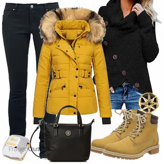 Date Winter Outfit mit Dunkelblau/Dunkelgrau/Grau Push up Jeans/Low Waist Jean/Winterjacke/SweatJeans/Lederjacke/Slim Fit Jeans/ThermoJeans/Low Rise Jean/Leder Schuhe/Jeans mit Schlitz Red by EMP "Elara jacken"Look: Wasen, Date, Pop Konzert, Schule