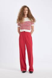 Standard Length Trousers Wide Leg Wide Leg Basic Plain High Waist