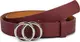 styleBREAKER Damen Gürtel Unifarben mit Ringschnalle, Hüftgürtel, Taillengürtel, Synthetikgürtel, Einfarbig 03010093, Größe:85cm, Farbe:Bordeaux-Rot-Silber