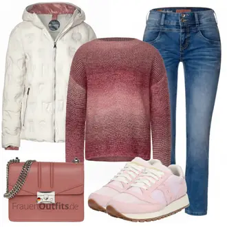 Outfit mit Rosa/Beige/Blau/Grau Sneaker Saucony "Cooles Herbst Outfit"