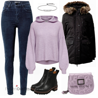 Outfit mit Schwarz Superdry "Lila Freizeitoutfit"