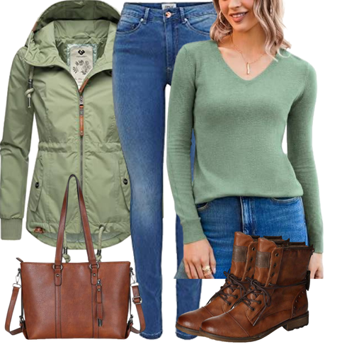 Grün/Dunkelgrün/Khaki Cargojacke/Funktionsjacke/Herbstjacke/Kapuzenjacke/Trekkingjacke/Bundeswehr Parka/Wanderjacke/Outdoorjacke/Sommerjacke/Frühlingsjacke Ragwear kombinieren