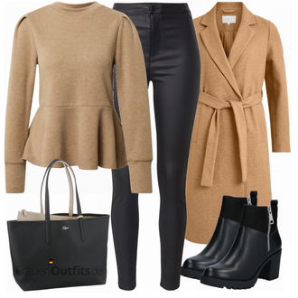 Outfit mit Schwarz Lederjacke/Biker Boot/Chelsea Boot/Flache Stiefelette/Leder Stiefelette/Gummistiefelette Only "Outfit Für Die Freizeit"