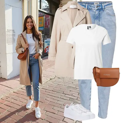 Comment poter Bleu clair Jeans Jean Coupe Slim/Bottine Cheville/Jean Boyfriend/Jeans Capri/Jean Court/Girlfriend Jeans/Jean Taille Haute/Jeans avec Fente/Mom Jean/Jean Push-up/Jeans à Enfiler/Jean Fuselé/Veste en Cuir pour Homme Only avec Beige/Kaki/Marron Manteau/Manteau Léger/Manteau D'été/Women's Trenchcoats/Trench Manteau Vila
