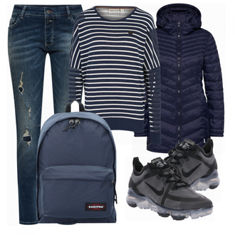 Outfit met blauw Sneaker Nike "Dagelijks"