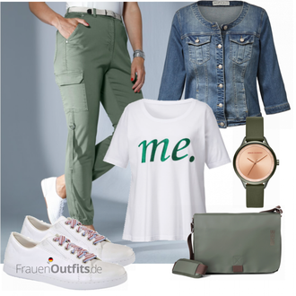 Outfit mit Grün Uhr Armani Exchange "Freizeit Outfit für Mollige"