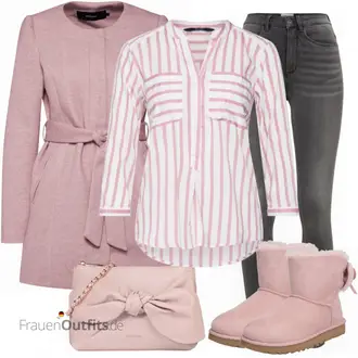 Outfit mit Beige Stiefel UGG "VERO MODA Mantel"