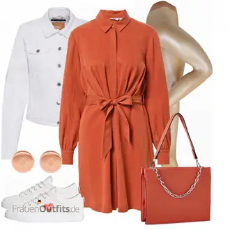Outfit mit Grau/Creme/Hellgrau/Weiß Mantel/Bluse Große Größe/Crop Jacke/Kurzjacke/Jeansjacke/Shirtjacke/Kurze Jeansjacke/Sommerjacke Only "Modisches Frühlingsoutfit"