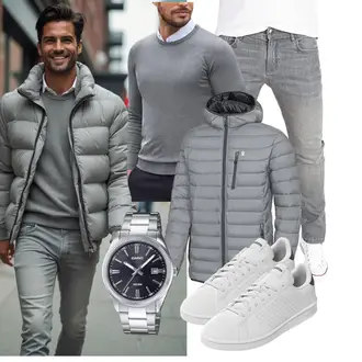 Classic Outfit mit Grau COOFANDY "Freizeit Outfit"Look: Casual, Classic, Coole, Schön, GoGo, Goa, Chill, Stil, Business, Feine, Lagenlook