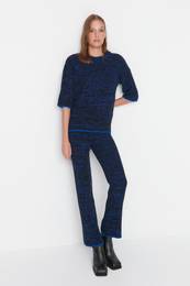 Black Gradient Patterned Knitwear Bottom-Top Set