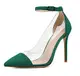 Elashe Pumps Damen Transparent Spitze Zehen 4'' Stiletto-Absatz Knöchelriemen High Heels Wildleder Grün EU38