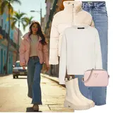 Blau Braune Wide Leg Jeans Outfits image