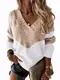Abtel Women's Pullover Solid Color/KnittedStripe/Leopard Jumper Casual Sweatshirts Long Sleeve Tunic Winter Sweater Loose Top Warm Knitwear Gestreifte Aprikose M