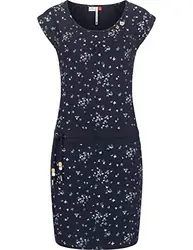 Ragwear Damen Baumwoll Jersey Kleid Sommerkleid Strandkleid Penelope Navy Print D22 Gr. S