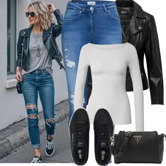 Carina Outfit sa Crna Tenisica s platformom/Niska Tenisica/Skate cipela/Kožna Tenisica Puma "Proljetni Outfit"