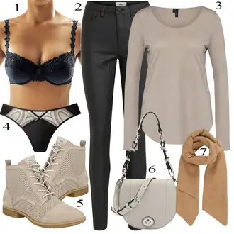 Outfit s Béžová/Hnědá Šál/Šátek/Kruhový Šál About You "Podzimní Outfit"