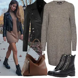 Mit Absatz Outfit mit Schwarz MotorradStiefel/SpringerStiefel/SchnürStiefelette/Biker Boot Gabor "Modisches Frühlingsoutfit"