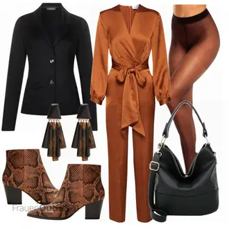 Outfit mit Rot Jumpsuit Closet London "Mango Ankle Boot"