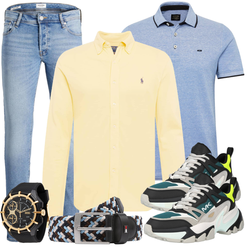 HellBlau/Blau Bluse Große Größe/Shirt & Top Große Größe/Poloshirt Jack & Jones kombinieren