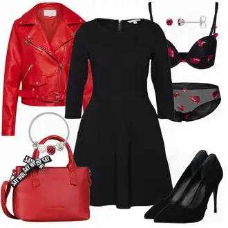 Outfit mit Schwarz High Heel Guess "Valentinstag"