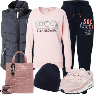 tenues avec Rose/Doré Pull d'Hiver/Pull à Paillettes/Pull Simple/Pull Basique/Pull d'allaitement/Pull en Peluche/Pull en Maille Fine/Chandail de femme/Pull Imprimé/Sweat En Polaire/Sweat-shirt de sport/Women's Hoodies and Sweatshirts SOCCX "Tenue d'automne"