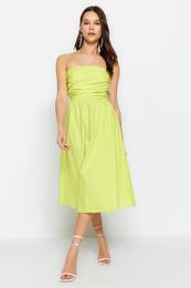 Green Rib Podrobno Poplin tkana obleka