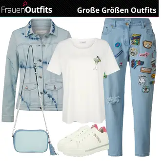 Herbst Outfit mit Blau Pullover/Jacke/Mantel/Jeansjacke rockgewitter "Perfekt für Mollige"