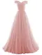 Vickyben Damen langes Ab-Schulter Tuell Prinzessin Kleid Abendkleid Ballkleid Brautjungfer kleid Party kleid