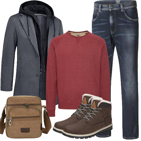DunkelBraun/Braun/Grau Gefütterte Stiefelette/Trekkingstiefel/Wasserfester Schuh/Schnürstiefel/Klassischer Stiefel/Wasserdichter Stiefel/Winter Stiefel/Winter Stiefelette/Herren Lederschuhe/Winter Sneaker Mishansha kombinieren