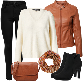 Dlouhé Outfit s Černá/Tmavě modrá Legíny s Podšívkou/Teplé Legíny/Kožená bunda/Neprůhledný Legíny/Sportovní Legína/Formovaná Legína/Bavlněné Legíny/Legíny s Rozparkem/Pletený Legín Only "Módní zimní outfit"