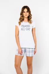 Glamour dmsk pyamo, krtk rukv, krtk kalhoty - svtl melan/potisk