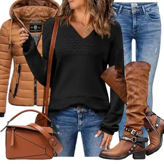 Rauten Outfit mit Braun/Orange Kleine Tasche/Umhängetasche/Tasche Büro/Tragetasche/Schultertasche/Mannstasche/Schulranzen/Schultertasche "TrendigerWinterlook"