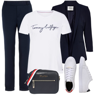 Sommer Outfits mit Dunkelblau/Hellblau/Blau Hose Große Größe/Business Hose/Anzughose/Lange Hose/Musselin Hose/Hose mit Schlitz/Slim Hose/Schlupfhose/Gerade Hose/Stretchhose VERO MODA "Schöner Sommer Look"