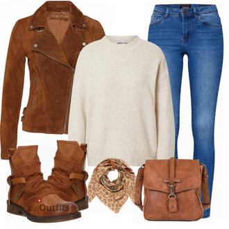 Outfit mit Rot Stiefel Rieker "Herbst Outfit in warmen Farben"