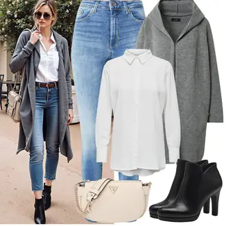 Outfit mit HellBlau/Blau Lederjacke/Ankle Boot/High Waist Jeans/Jeans mit Schlitz/Jeans mit Loch/Push up Jeans/Schlupfjeans/Cuir Chaussures/男士皮夹克/Winterjacke VERO MODA "Frühling outfit"