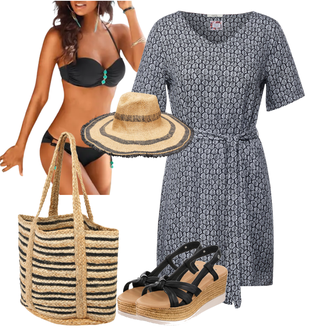 Outfit mit Grün Accessoire/Strandtasche warehouse "Outfit Für Den Sommer"