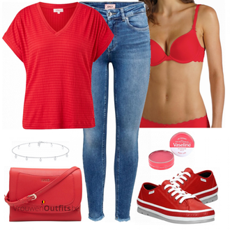 Outfit met rood Sneaker wolky "Vrijetijdskleding"