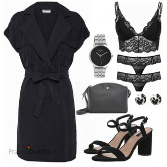 Midi Outfit mit Schwarz/Dunkelblau Kleid Große Größe/Tunika Noisy may "Casual Business Outfit"