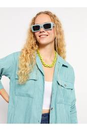 Women's Front Button Closure Plain Long Sleeve Velvet Shirt Jacket