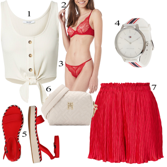 Kombinacije za bucmaste Seksi sa Crvena/Pink/Tamnocrvena Gaćica & tanga/Gaćice bez prepona/Brazilski Slip/Prozirna gaćica HUNKEMÖLLER "Dopadljivi ljetni outfit"Look: Transparentan, Francuske, Seksi, Unisex, Babydoll, Talijanski, Vintage