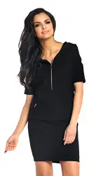Lemoniade Damen Sommerkleid in angesagtem Design Made in EU, Modell 1 Schwarz, M (38)
