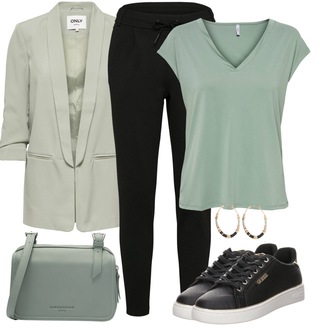 Outfit mit Grau/HellGrau/Beige/Grün/Khaki/Hellgrün Mantel/Tunika/Boyfriend Blazer/Lederjacke/Longblazer/Oversize Blazer/Kurzblazer/Lederjacke für Männer Only "Outfit für den Frühling"