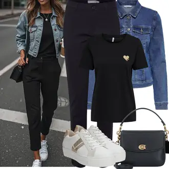 Outfit sa Tamnoplava/Crna Poslovna Hlača/Skinny Hlače/Hlača od Odijela/Slip-on Hlača/Uske Hlača/Chino Hlače/Rastezljiva Hlača Fransa "Proljetni Outfit"