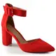 CucuFashion Sandalen mit Blockabsatz und spitz zulaufender Zehenkappe, Schwarz - rot - Größe: 39 EU