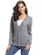 Abollria Damen Lange Strickjacke V Ausschnitt Strickweste mit Tasche Casual Grobstrick Cardigan mit Knopfleiste Herbst Winter Mantel