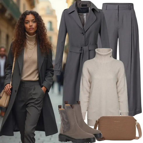 Braun/Khaki/Beige/Grau Mantel Women's Trenchcoats/Trenchcoat/MilitärMantel BOSS ORANGE kombinieren